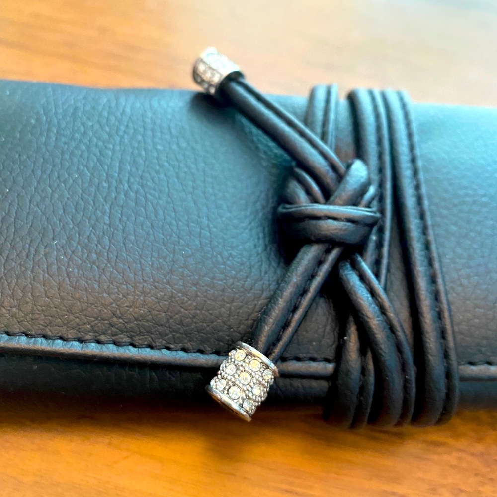 WOLF 1834 Black Leather travel jewelry roll